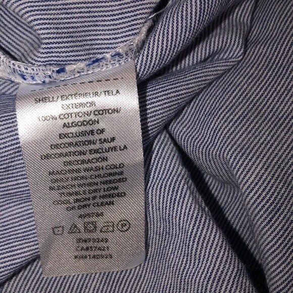 Ann Taylor LOFT small blue striped romantic top - Picture 4 of 4